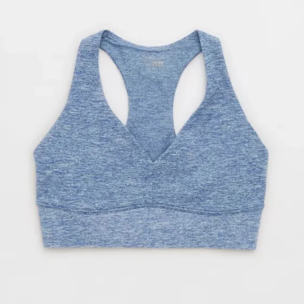 OFFLINE by Aerie The Hugger Racerback Sports Bra Marbled Blue XL